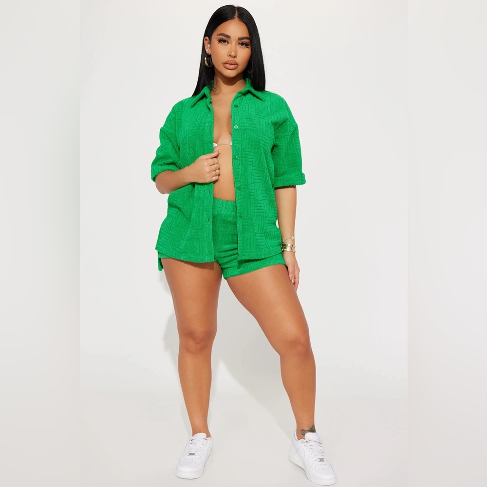 Ayana Terry Cloth Short Set - Kelly Green